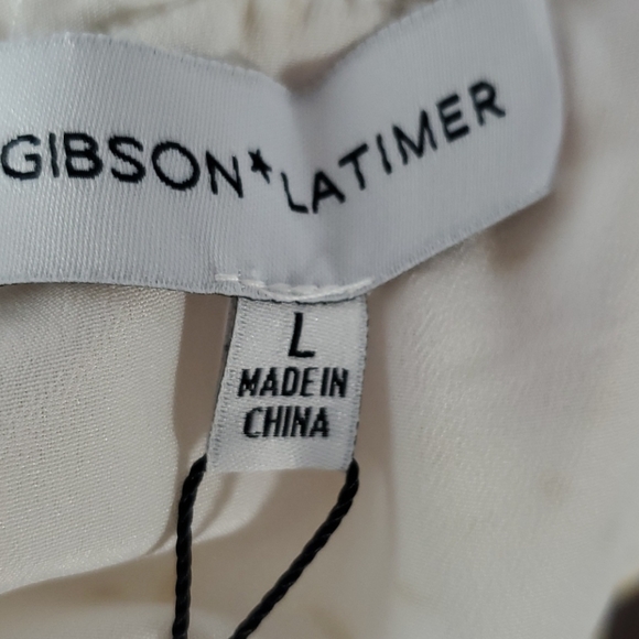 Gibson Latimer Speckled Off-White and Gold Dot Blouse in Size Large - Picture 10 of 11